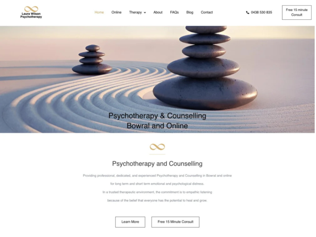 WordPress-developer-Sydney-Laura-Wilson-Psychotherapy-website